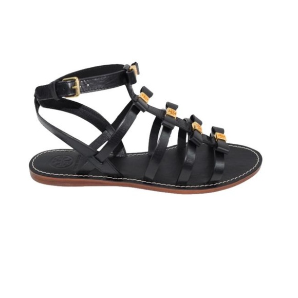Tory Burch Shoes - Tory Burch Black Kira Gladiator Bow Sandals 8.5